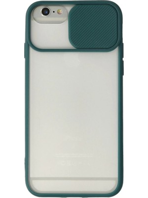Nacario Mey Ithalat®   iPhone 6 Plus Kılıf Palm Buzlu Kamera Sürgülü Silikon - Yeşil