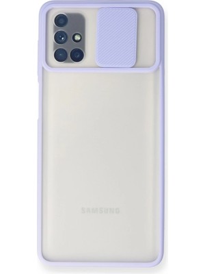 Nacario Mey Ithalat®  Samsung Galaxy M51 Kılıf Palm Buzlu Kamera Sürgülü Silikon - Lila