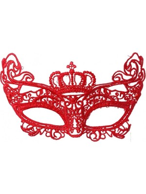 İlanib Ticaret Mey Ithalat® Kırmızı Renk Dantel Örgü Işlemeli Parti Maskesi Model 2