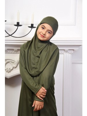 Defka Kız Çocuk Fermuarlı Namaz Elbisesi Modern Düz