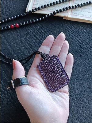 VİP GİFT Küçük Dörtgen Cevşen Dualı Kolye Muska Hakiki Deri El Yapımı