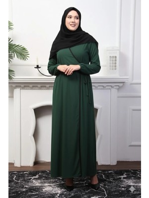 Defka Yandan Bağlamalı Kruvaze Düz Renk Kadın Namaz Elbisesi Sabahlık