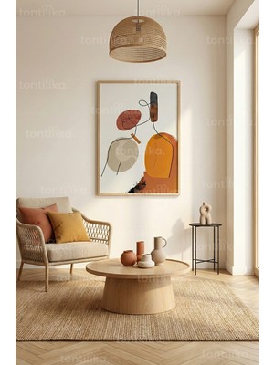 Tontilika Soyut Renkli Figürler Dekoratif Ahşap Çerçeveli Tablo – Soyut Tema