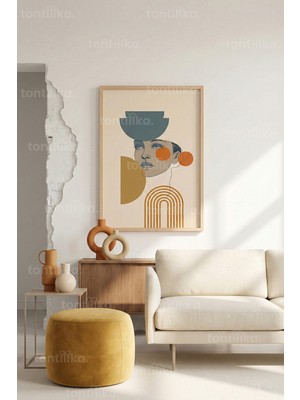 Tontilika Geometrik Portre Illüstrasyonu Dekoratif Ahşap Çerçeveli Tablo – Geometrik Tema