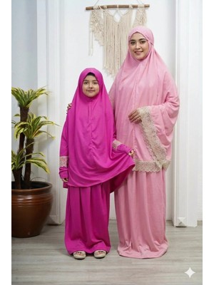 Defka Anne Kız Pratik Şık Namaz Elbisesi Takımı Likralı Pamuklu Kumaş