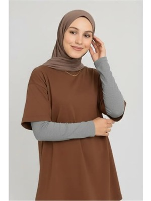 Defka Viskon Esnek Likralı Kadın Tesettür Kolluk Düz Renk
