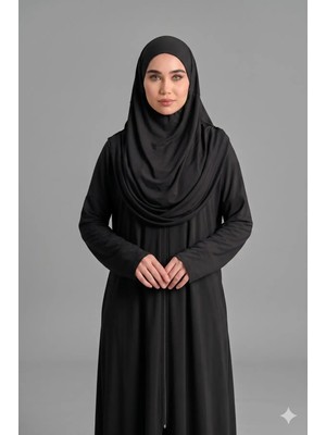 Defka Tek Parça Namaz Elbisesi Başörtülü Fermuarlı Rahat Kalıp