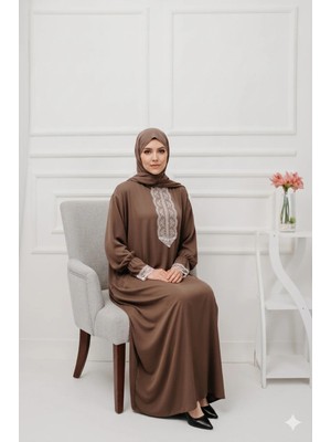 Defka Tek Parça Kendinden Şallı Şık Kadın Namaz Elbisesi