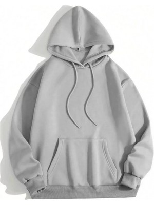 Pileli Store 3 Iplik Pamuklu   Kapşonlu Sweetshirt - Gri -