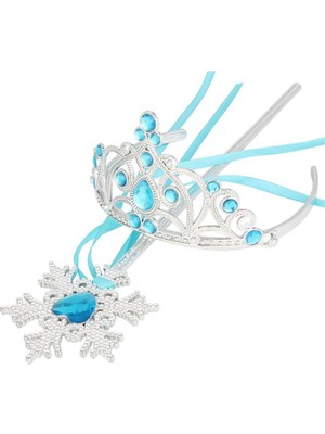 İlanib Ticaret Mey Ithalat® Mavi Taşlı Elsa Çocuk Taç ve Kar Temalı Kurdeleli Elsa Asası Sopası