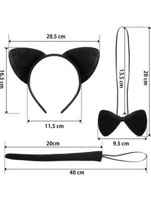 İlanib Ticaret Mey Ithalat® Kedi Kostüm Taç Kuyruk Papyon Seti 1 Adet