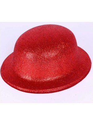 İlanib Ticaret Mey Ithalat® Kırmızı Renk Yuvarlak Simli Plastik Parti Şapkası