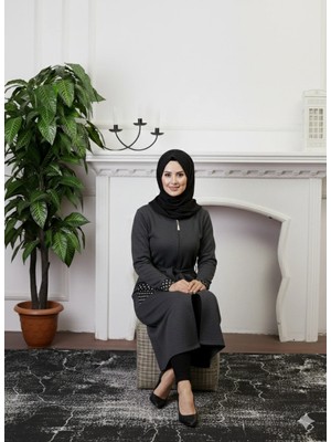 Defka Sonbahar/kışlık Fermuarlı Kadın Gecelik/sabahlık