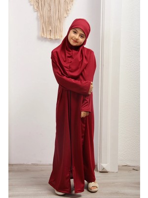 Defka Kız Çocuk Fermuarlı Namaz Elbisesi Modern Düz