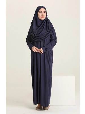 Defka Tek Parça Boydan Giymeli Başörtülü Kadın Namaz Elbisesi