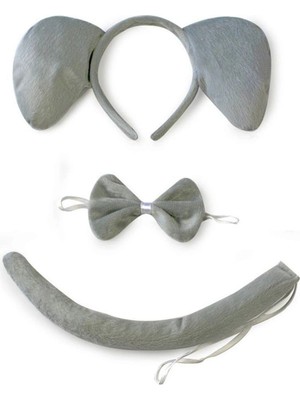 İlanib Ticaret Mey Ithalat® Fil Kostümü Aksesuar Seti 3 Lü - Taç Papyon Kuyruk