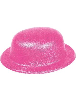 İlanib Ticaret Mey Ithalat® Pembe Renk Simli Melon Yuvarlak Parti Şapkası 24X26 cm