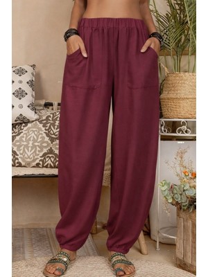 Kadın Yüksek Bel Cep Detaylı Pantolon