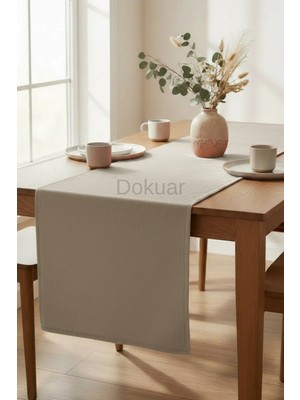 Dokuar Kadife Dokulu Premium Düz Polyester Masa Runner