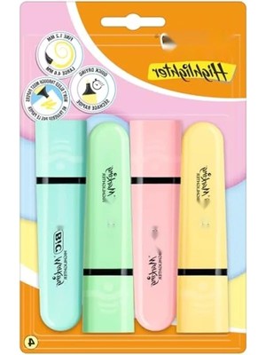 MarkEntegra Pastel Fosforlu Kalem Seti - 4 Renkli, Su Bazlı