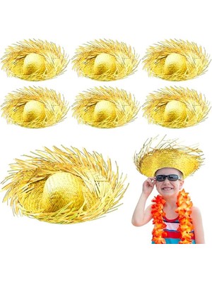 İlanib Ticaret Mey Ithalat® Tropikal Parti Sarı Hasır Hawaii Şapkası 13X36 cm