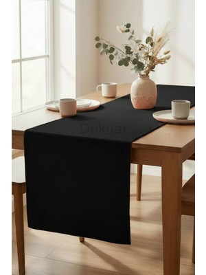 Dokuar Kadife Dokulu Premium Düz Polyester Masa Runner