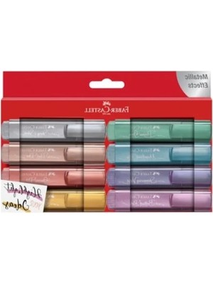 MarkEntegra 8'li Metalik Renk Fosforlu Kalem Seti - Su Bazlı Mürekkep, Dayanıklı Kesik Uç