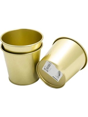 MarkEntegra 3 Adet 9 cm Pirinç/altın Renkli Çiçek Saksısı Seti
