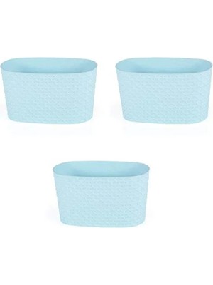 MarkEntegra 3 Adet Pastel Mavi Dekoratif Balkon Saksısı