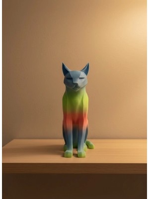 Pileli Store Açık Rainbow Kedi Biblo Modern Salon ve Raf Dekoru