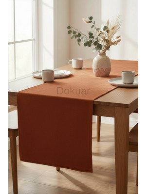 Dokuar Kadife Dokulu Premium Düz Polyester Masa Runner