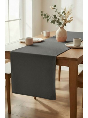 Dokuar Kadife Dokulu Premium Düz Polyester Masa Runner