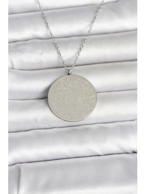 İlanib Ticaret Mey Ithalat® 316L Çelik Gümüş Renk Ayetel Kürsi ve Allah Yazılı Kolye