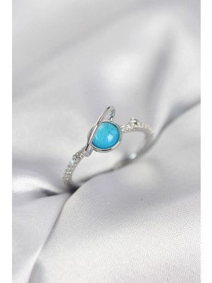 Pileli Store Pilelistore  Gümüş Renk Zirkon Taşlı Satürn Model Kadın Yüzük