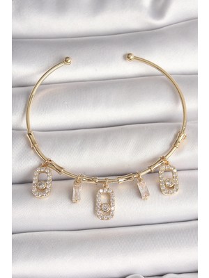 Pileli Store Pilelistore  Pirinç Gold Renk Sallantı Zirkon Taşlı Messika Figür Charm Kadın Bileklik