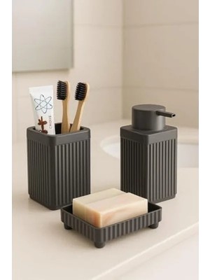 MarkEntegra Şık Açık Gri 3 Parça Banyo Aksesuar Seti