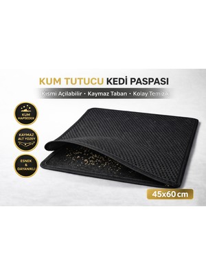 SHC4200 Elekli Tuvalet Önü Kum Tutucu Paspas 45 cm - 60 cm Siyah