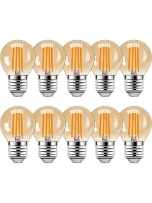 MarkEntegra Mini LED Ampul, 4 Watt, Filament G45, Amber Renk, 10 Adet