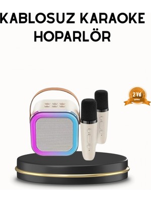Pileli Store Bluetooth Karaoke Hoparlör Renkli LED Işıklı ve Type-C Şarjlı