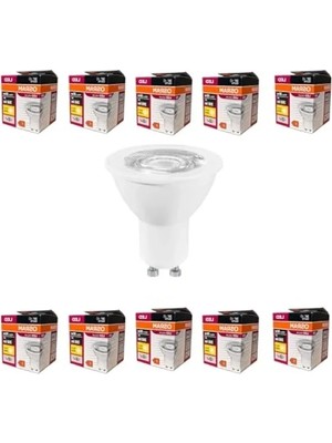 MarkEntegra Ekonomik 10'lu GU10 LED Ampul Seti - 4,5W, 350 Lumen, 3000K Sarı Işık