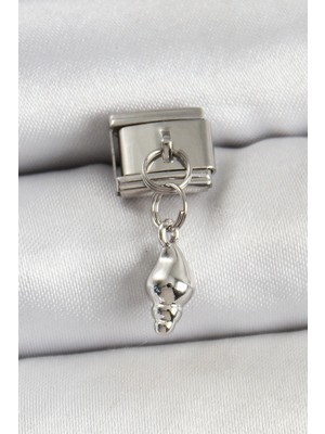 Pileli Store Pilelistore  316L Çelik Sallantılı Deniz Kabuğu Model Gümüş Renk Nomination Charm