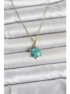 Pileli Store Pilelistore  316L Çelik Zincir Gold Renk Kaplumbağa Model Kadın Kolye