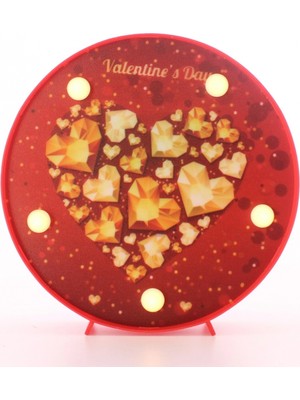 Pileli Store Dekoratif  3D LED Lamba Gold Kalp Temalı  LED Lamba