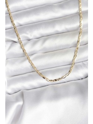 Pileli Store Pilelistore  14K Gold Renk Kaplama Ezme Zincir Model cm Kadın Kolye
