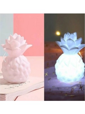 Pileli Store Beyaz Ananas Gece Lambası LED Işıklı Silikon Lamba