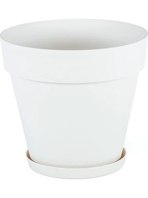 MarkEntegra Drenaj Aparatlı 19 cm Dekoratif Saksı, 3 Litre Kapasite, Kirli Beyaz