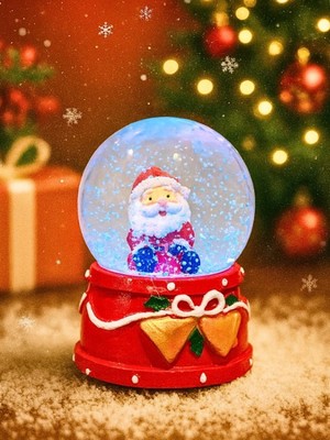 Pileli Store 2026 Yeni Yıl LED Işıklı Noel Baba Kar Küresi – 2026 Yılbaşı Temalı Dekoratif Süs 048