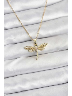 Pileli Store Pilelistore  316L Çelik Zincir Gold Renk Yusufçuk Model Kadın Kolye