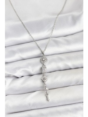 Pileli Store Pilelistore  316L Çelik Zincir Gümüş Renk Kutup Yıldızı Enerji Model Kadın Y Kolye