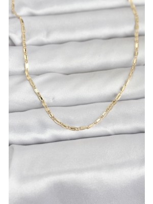 Pileli Store Pilelistore  cm 14K Gold Renk Lazerli Zincir Model 60 cm Kadın Kolye